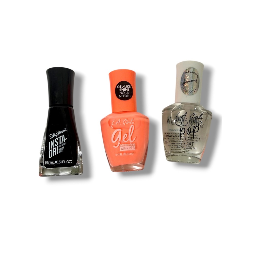Sally Hansen LA Girl‎ Nail Polish Lot 3 Gel Shine Diamond Top Coat New